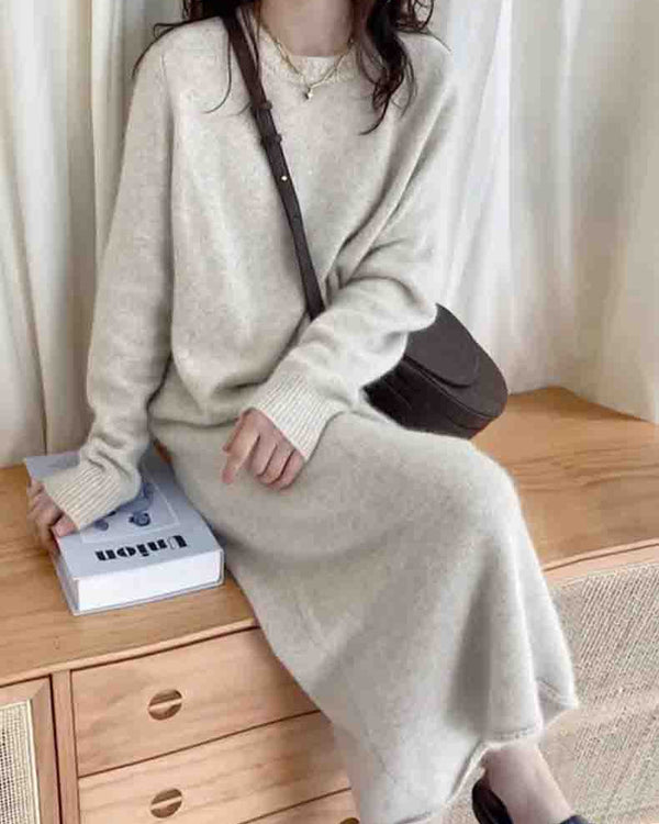 Straight Length Cashmere Maxi Dress