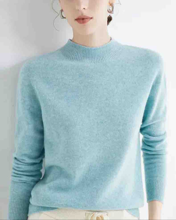 Basic Style Round Neck Wool Jumper