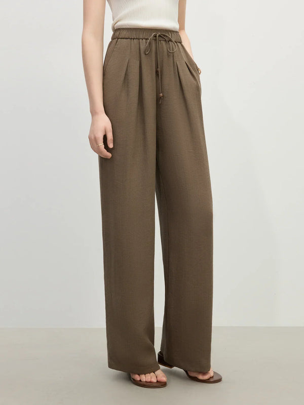 Linen Straight Elastic High Waist Pants