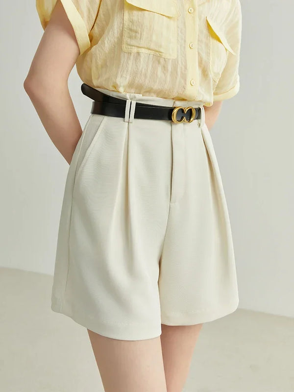 Solid Color High Waist Shorts