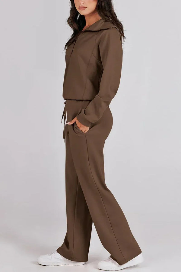 Half Zip Sweatshirt & Drawstring Sweatpants Tracksuit Set
