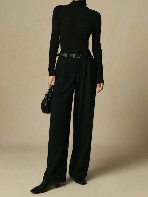 Wool Blended Straight Pants