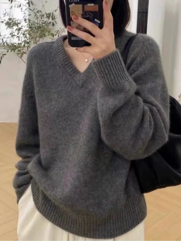 V-Neck 100% Cashmere Sweater