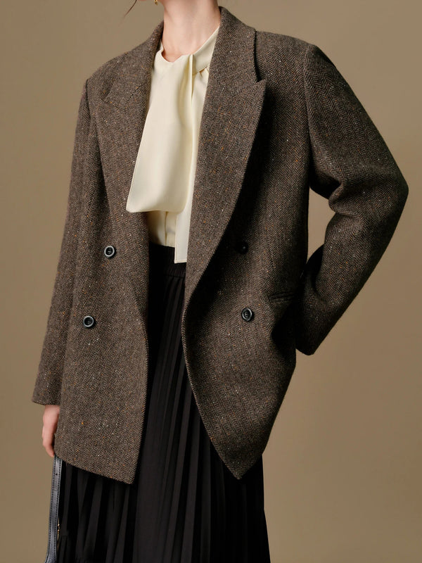 Plus Size Wool Retro Style Suit Coat